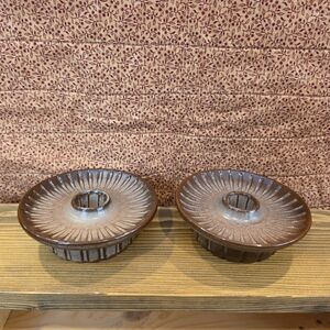 Frankoma Rustic Brown Candle Holders